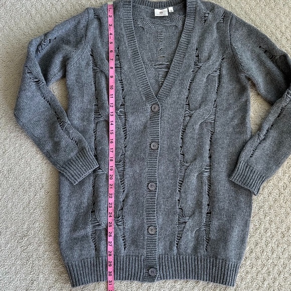 Ag Adriano Goldschmied Sandrine Button-Front Wool Blend Cardigan Gray Small Cozy - Picture 10 of 11